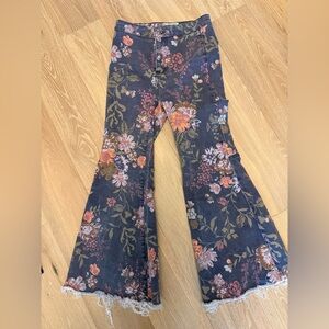 Free People We The Free- Youthquake Women's Floral Flare Jeans -